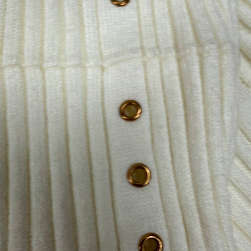 Vaara VR622 Grommet Sweater Women Large Cream Ribbed Knit Gold Stud Pullover - Picture 3 of 6
